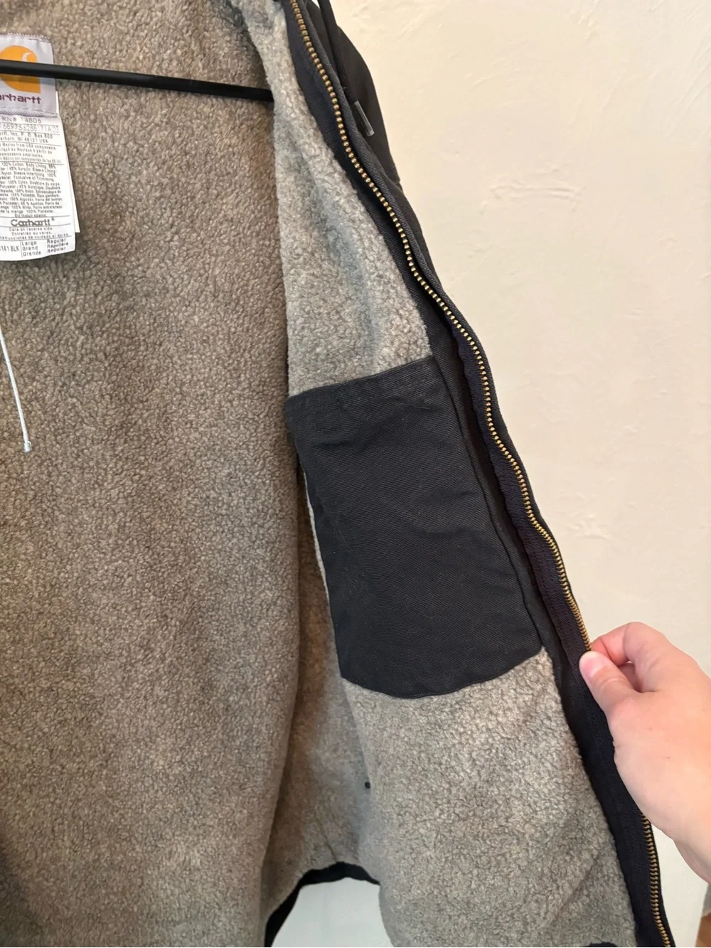 Carhartt Black Hooded Sherpa-Lined Work Jacket